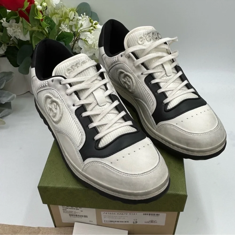 Men’s Gucci Mac 80 distressed, leather sneakers size 12 made in Italy